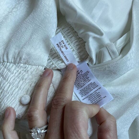 Express white cream deep Vneck romper onesie smocked small - Picture 11 of 13